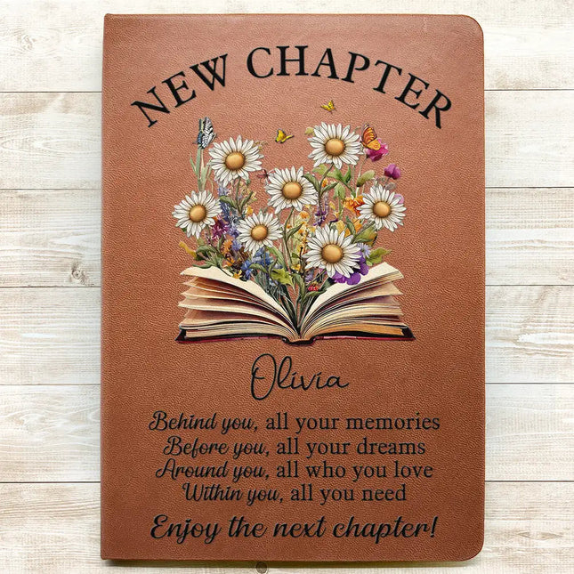 New Chapter Birth Month Flower - Personalized Leather Journal