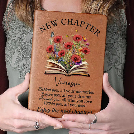 New Chapter Birth Month Flower - Personalized Leather Journal