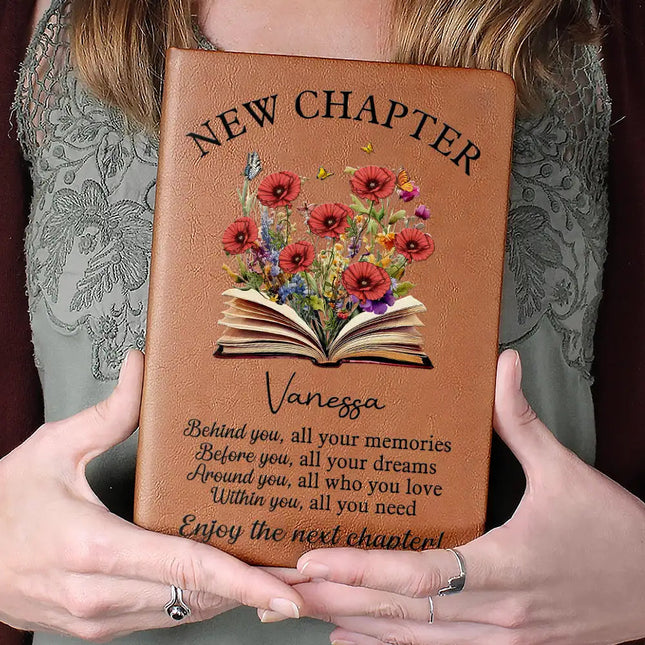 New Chapter Birth Month Flower - Personalized Leather Journal