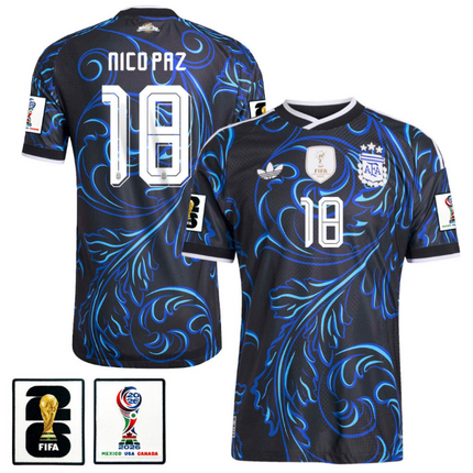 Nico Paz Argentina National Team 2026 Away Jersey - Blue