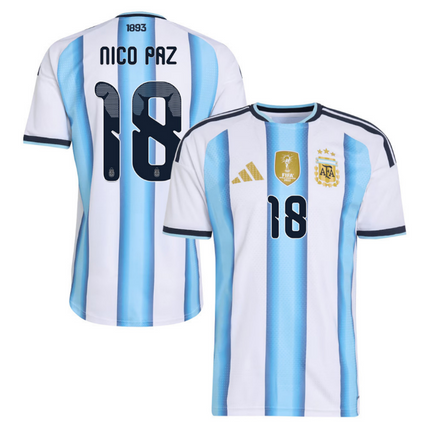 Nico Paz Argentina National Team 2026 Home Jersey - White