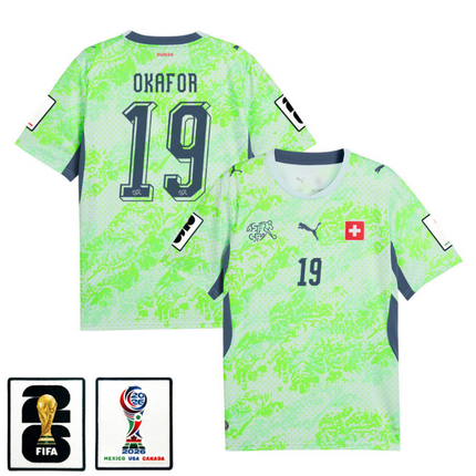 Noah Okafor Switzerland National Team 2026 x World Cup Patch Away Jersey - Green