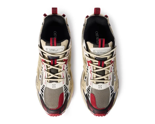 Men's Off-White Be Right Back Sneaker Met Mesh Details In Sand Red