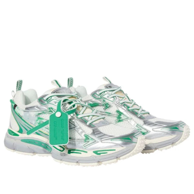 Men's Off-White Be Right Back Sneaker Met Mesh Details In Silver Turquoise