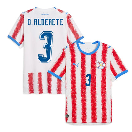 Omar Alderete Paraguay National Team 2026 Home Jersey – White/Red