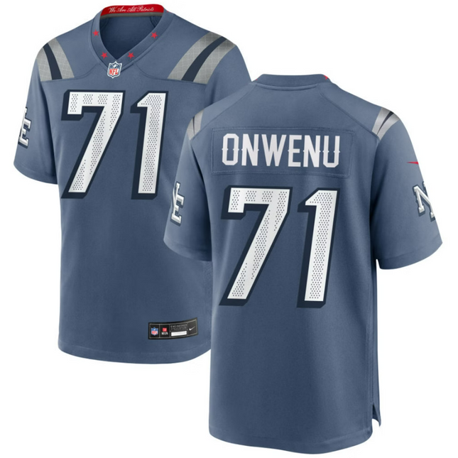 Michael Onwenu New England Patriots 2026 Rivalries Collection Game Jersey - Blue