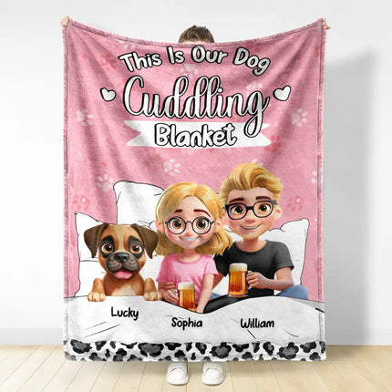 Our Dog Cuddling Blanket - Personalized Fleece Blanket, Sherpa Blanket
