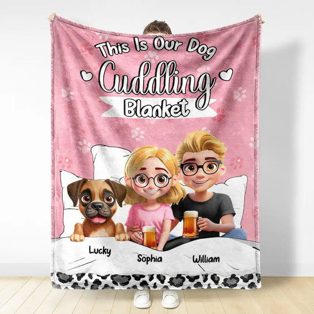 Our Dog Cuddling Blanket - Personalized Fleece Blanket, Sherpa Blanket
