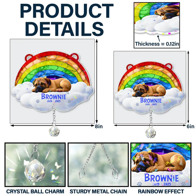 Over The Rainbow Bridge - Personalized Rainbow Suncatcher With Crystal Ball Prism