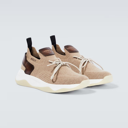Men's Berluti Shadow Embroidered Beige Sneakers