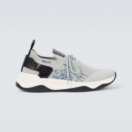 Men's Berluti Shadow Embroidered Grey Sneakers