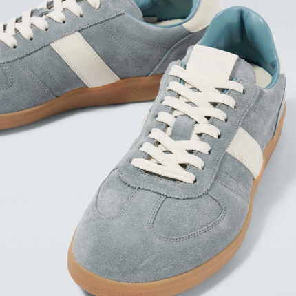 Men's Tom Ford Suede Sneakers With Panels Blue And Amber