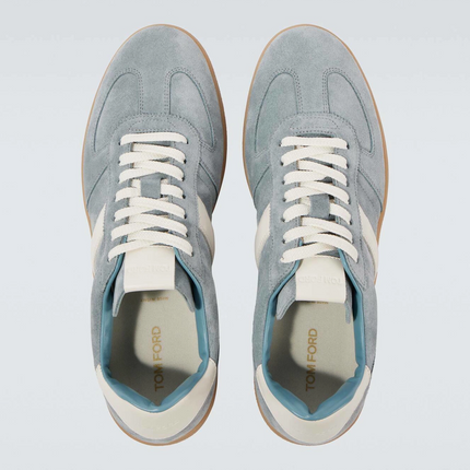 Men's Tom Ford Suede Sneakers With Panels Blue And Amber