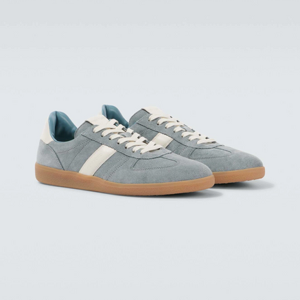Men's Tom Ford Suede Sneakers With Panels Blue And Amber