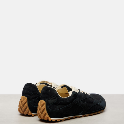 Men’s Bottega Veneta Orbit Flash Suede-Trimmed Black Sneakers