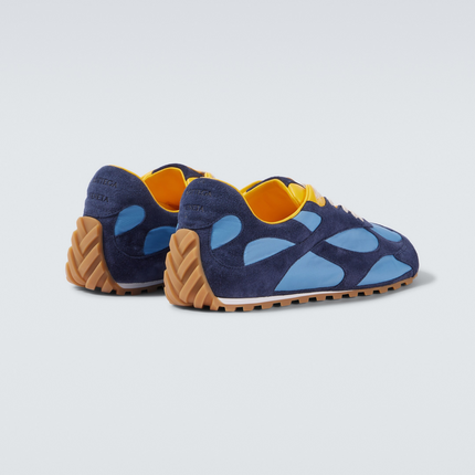 Men’s Bottega Veneta Orbit Flash Suede-Trimmed Blue Sneakers