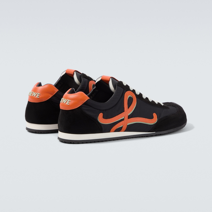 Men' Loewe Ballet Runner 2.0 In Nylon And Calfskin Black Orange Pale Green Sneaker