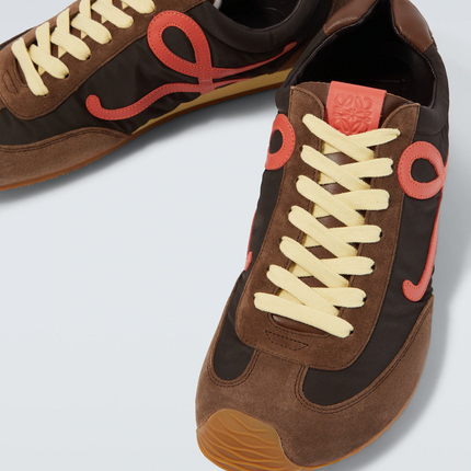 Men' Loewe Ballet Runner 2.0 In Nylon And Calfskin Brown Sneaker