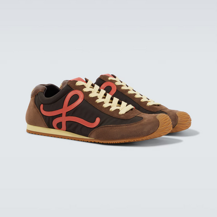 Men' Loewe Ballet Runner 2.0 In Nylon And Calfskin Brown Sneaker