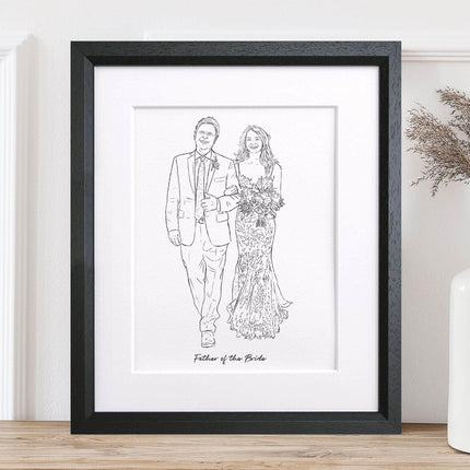Wedding Couple Line Portrait - Custom Portrait Art