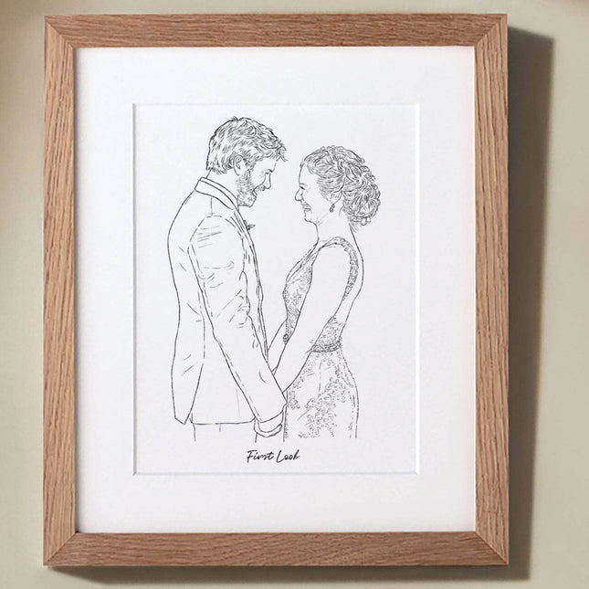 Wedding Couple Line Portrait - Custom Portrait Art