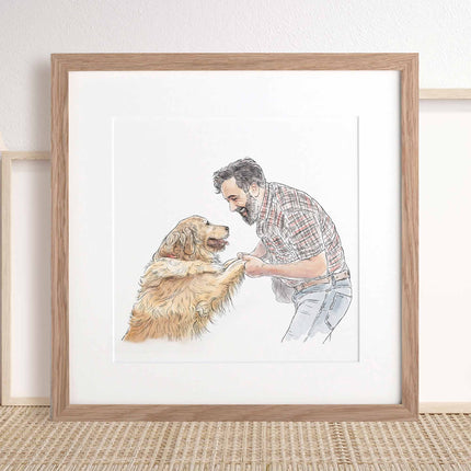 My pet and me line portrait - Custom Portrait Art