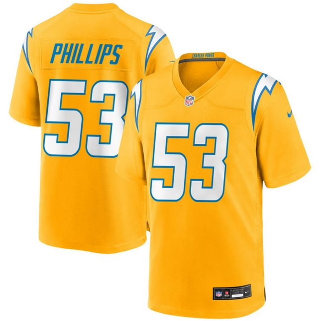 Del'Shawn Phillips Los Angeles Chargers 2026 Alternate Charger Power Game Jersey - Gold