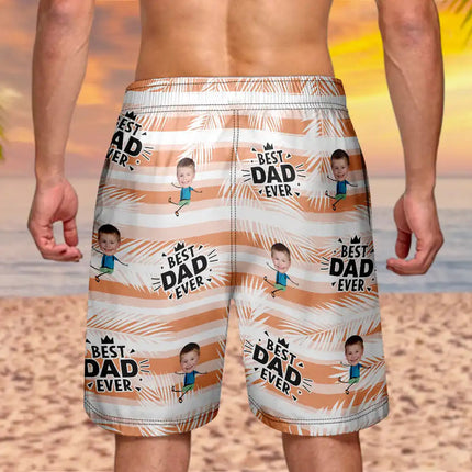 Custom Photo Best Dad Grandpa Ever - Personalized Unisex Beach Shorts