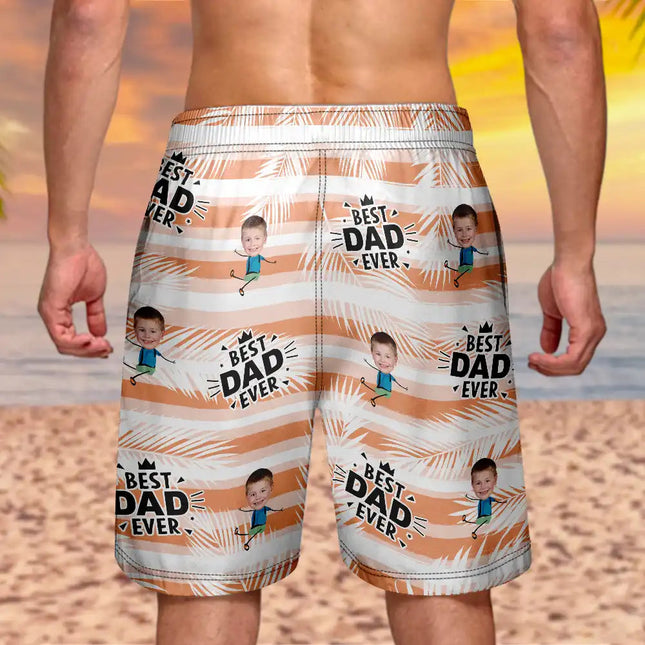 Custom Photo Best Dad Grandpa Ever - Personalized Unisex Beach Shorts