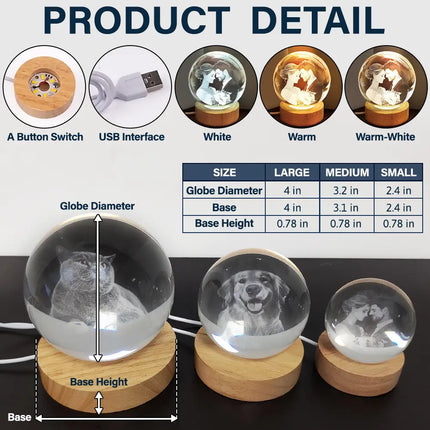 Moon Phase The Days You Became My Mom - Personalized Crystal Globe Lamp