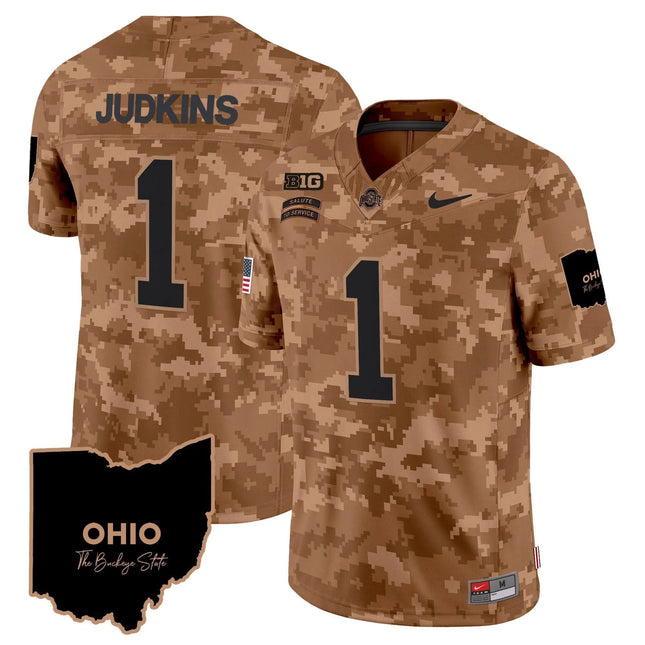 Quinshon Judkins Ohio State Buckeyes 2026 Salute to Service Vapor Limited Jersey – Brown Camo