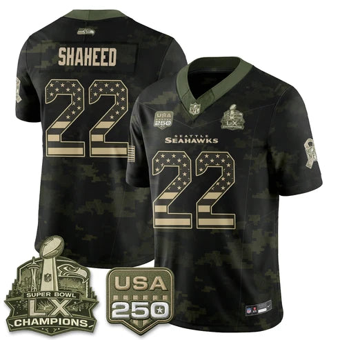 Rashid Shaheed Seattle Seahawks 2026 Salute to Service Edition Vapor Jersey - Camo Flag