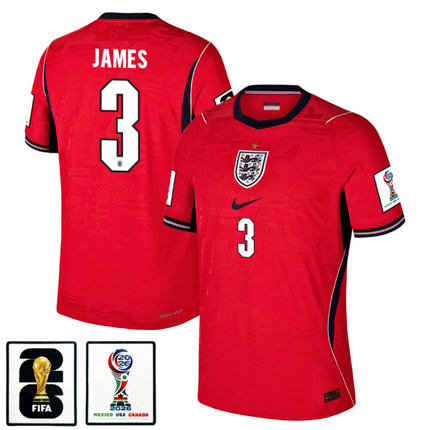 Reece James England National Team 2026 x World Cup Patch Away Jersey - Red