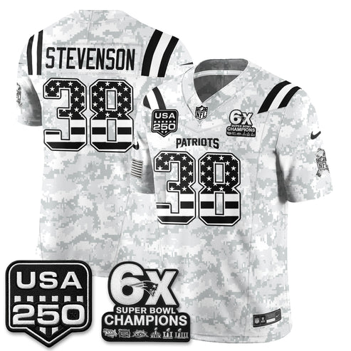 Rhamondre Stevenson New England Patriots 2026 Salute to Service Edition Vapor Jersey - Arctic Camo