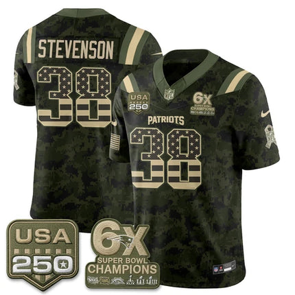 Rhamondre Stevenson New England Patriots 2026 Salute to Service Edition Vapor Jersey - Camo Flag