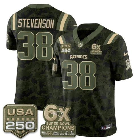 Rhamondre Stevenson New England Patriots 2026 Salute to Service Edition Vapor Jersey - Camo