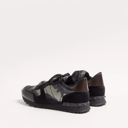 Men's Valentino Camo Rock Runners Black Sneakers