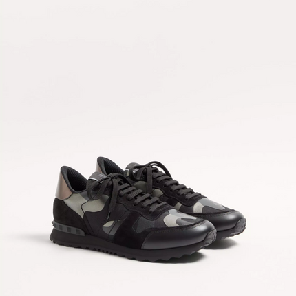 Men's Valentino Camo Rock Runners Black Sneakers