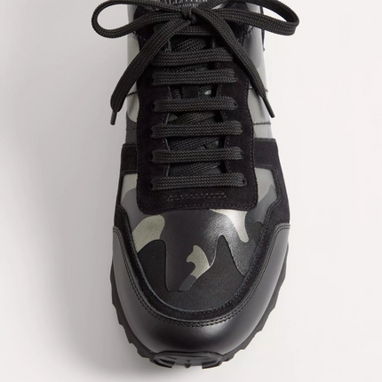 Men's Valentino Camo Rock Runners Black Sneakers