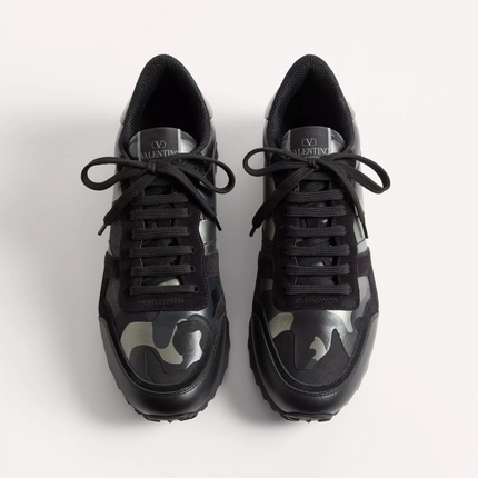 Men's Valentino Camo Rock Runners Black Sneakers