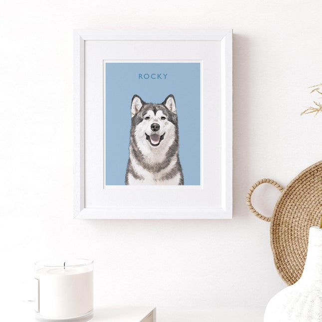 Watercolour with Colour Block Pet Dog Portrait - Custom Portrait Art