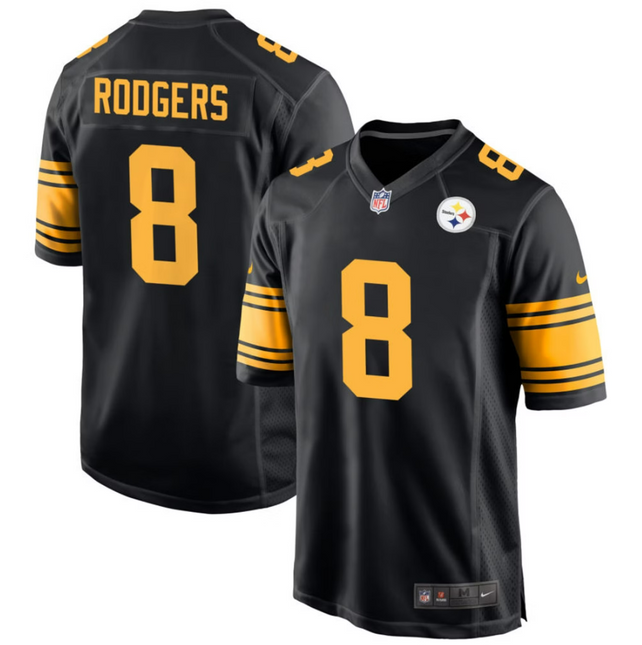 Aaron Rodgers Pittsburgh Steelers 2026 Alternate Game Jersey - Black