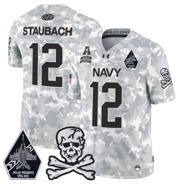 Roger Staubach Navy Midshipmen 2026 Salute to Service Vapor Limited Jersey - Arctic Camo