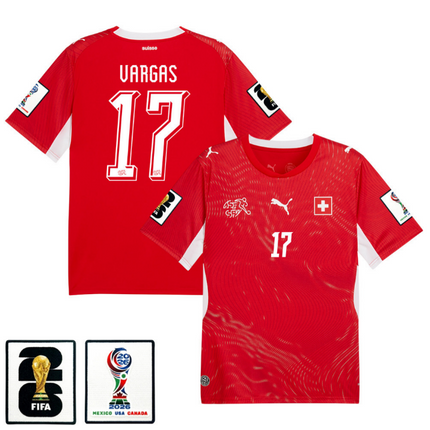 Ruben Vargas Switzerland National Team 2026 x World Cup Patch Home Jersey - Red