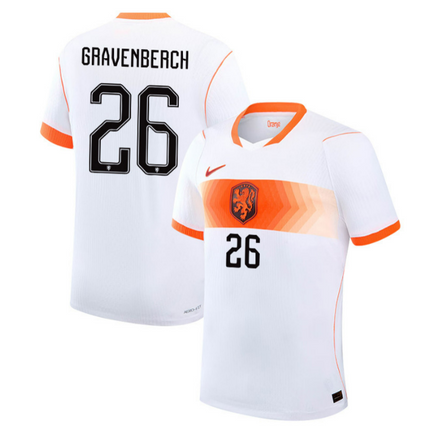Ryan Gravenberch Netherlands National Team 2026 Away Stadium Jersey - White