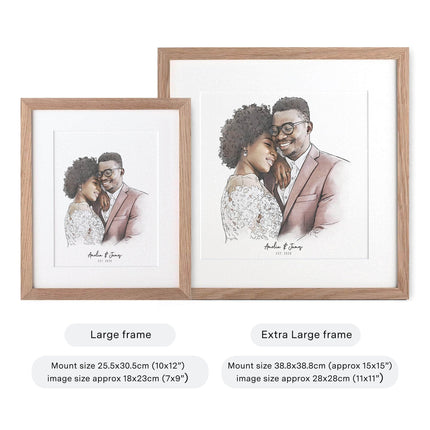 Bride and Groom Couple Wedding Illustration - Custom Portrait Art