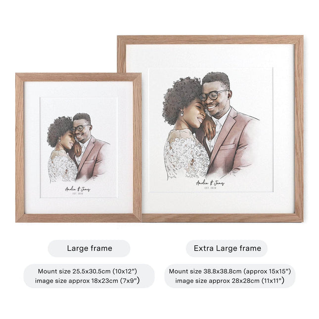 Bride and Groom Couple Wedding Illustration - Custom Portrait Art