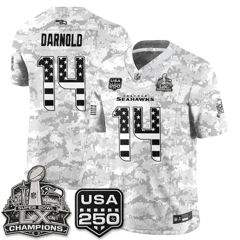 Sam Darnold Seattle Seahawks 2026 Salute to Service Edition Vapor Jersey - Arctic Camo