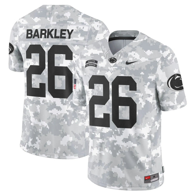 Saquon Barkley Penn State Nittany Lions 2026 Salute to Service Vapor Limited Custom Jersey – Arctic Camo