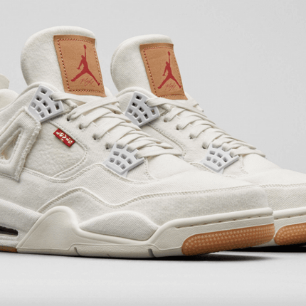 Men's Leviâ€™s x Air Jordan 4 Retro Tripple White Shoes